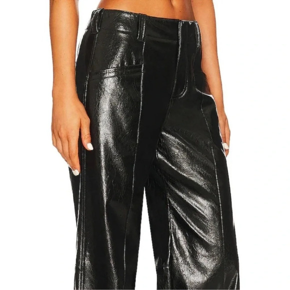Free People Star Crossed Lovers Straight Vegan Black Pants Size 2 NWOT - Picture 7 of 15